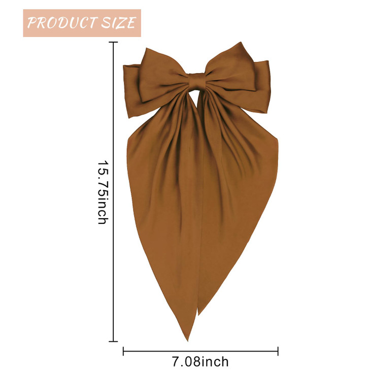 ACO-UINT 2 Pack Bow Hair Barrettes for Women, Silky Satin Bow Hair Clips for Girls Large Hair Bows, French Barrettes Cute Hair Clips Hair Accessories