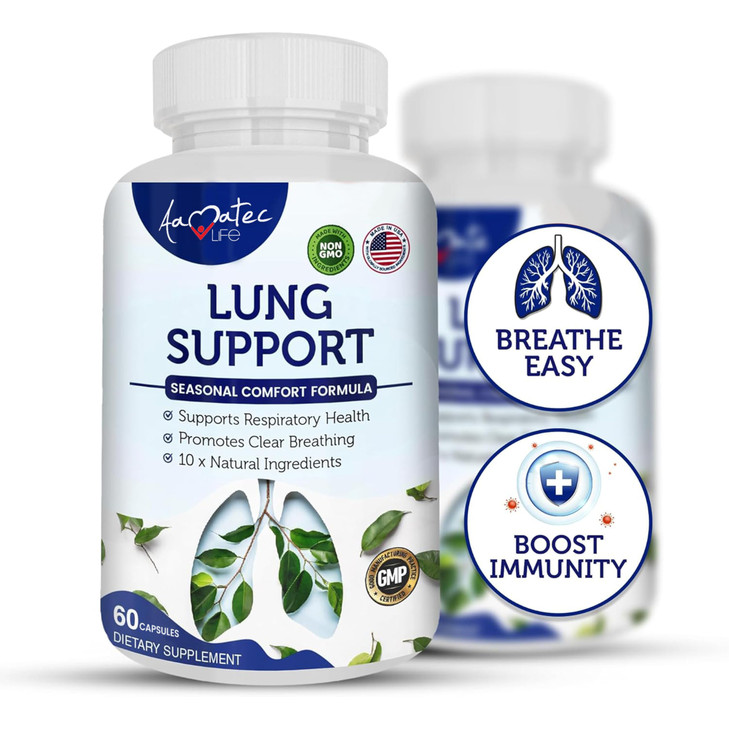 AAMATEC LIFE Lung Support Dietary Supplements Herbal Breathing Support 10 Active Ingredients Original Formula for Lung Health Lung Cleanse Formula Su