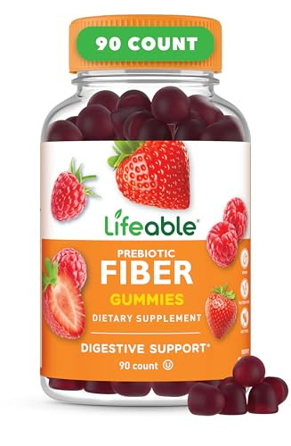 Lifeable Prebiotic Fiber Gummies for Adults | 5g | Great Tasting Fiber Supplement Gummies | Prebiotic Gummies for Digestive Health | High Fiber Gummi