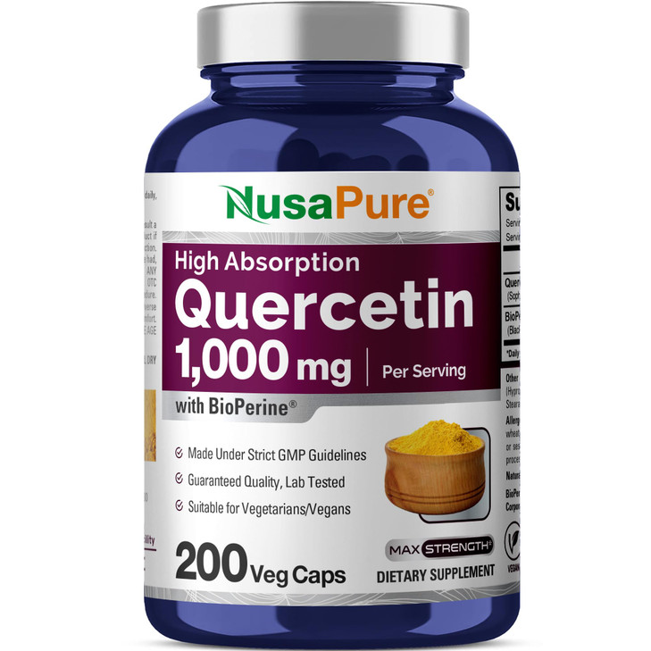 NusaPure Quercetin - Suitable for Vegetarian/Vegan, Non - GMO - 1000 mg - 200 Capsules