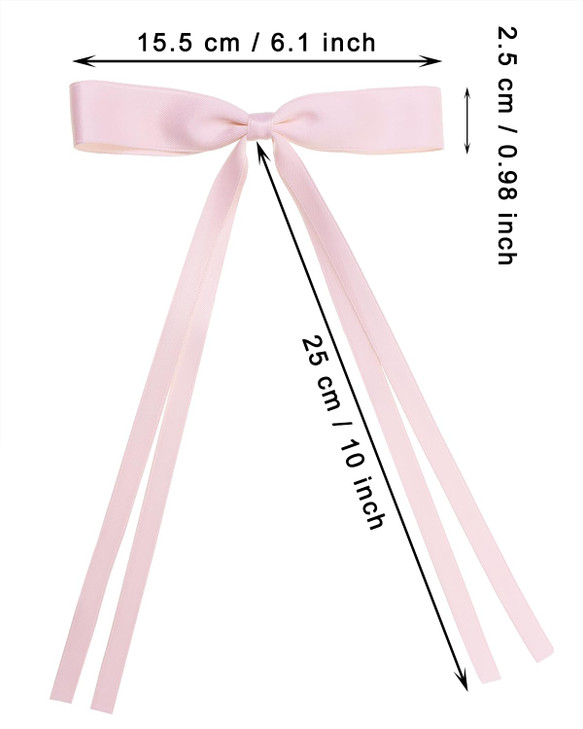 Hair Ribbon Clip for Women Penta Angel 2Pcs Hair Bow Bowknot Tassel Alligator Barrette with Long Tail Decorative Hair Styling Accessory for Girls Wed