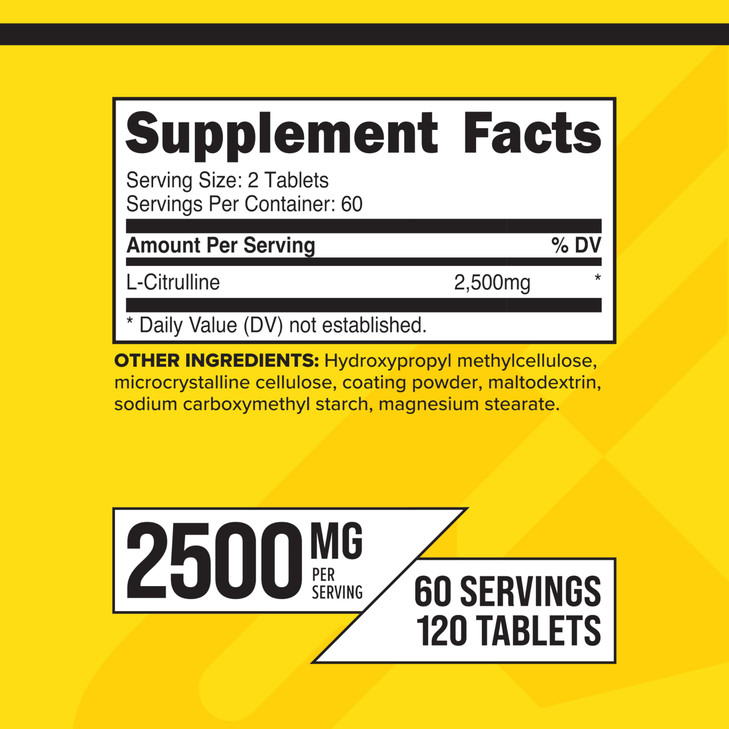 Primaforce L-Citrulline 2500mg per Serving, 60 Servings; 120 Tablets