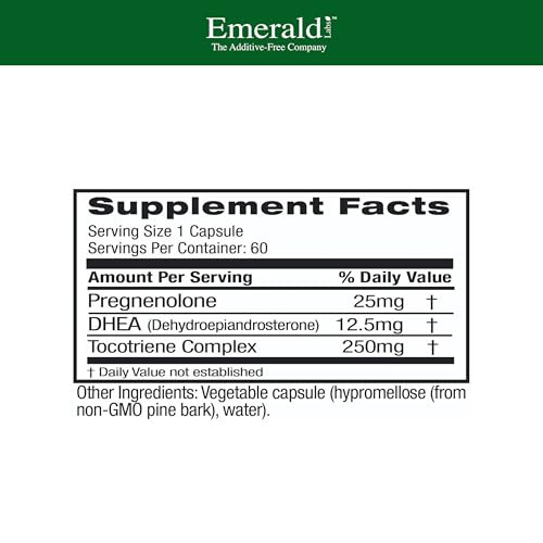 Ultra Botanicals Emerald Labs DHEA 25mg - Adrenal Support Supplement to Help Hormone Balance* - Includes DHEA - Gluten-Free - 60 Vegetable Capsules (