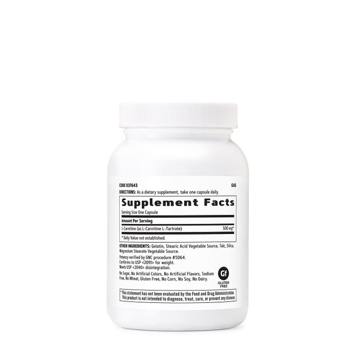 GNC L Carnitine 500mg Supplement, Supports Muscle Recovery, 120 Servings