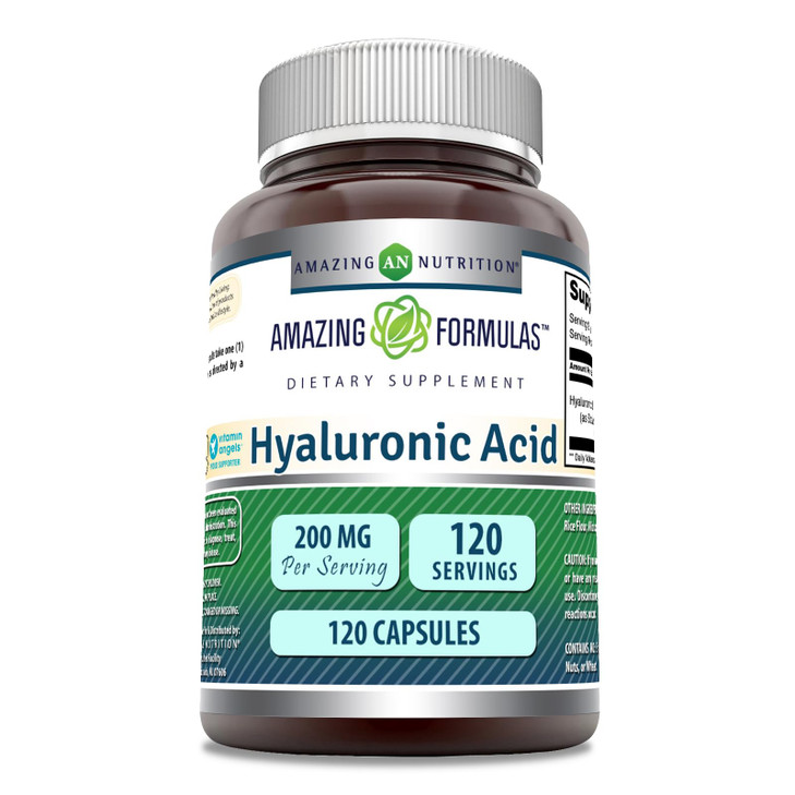 Amazing Formulas Hyaluronic Acid Supplement | 200 Mg Per Serving | 120 Capsules | Non-GMO | Gluten Free | Made in USA