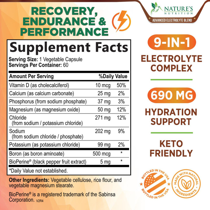 Daily Electrolyte Replenisher Tablets - 9 Essential Electrolytes and Minerals for Hydration Supplement, Salt Tablet for Runners, Vegan, Sugar-Free, K