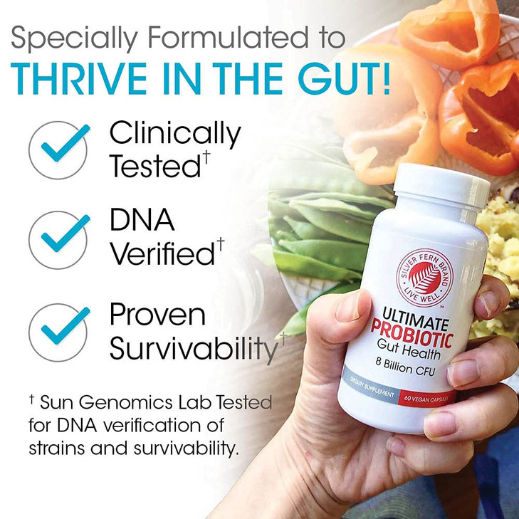 Silver Fern Brand Gut Health Tune Up Kit - Multi Function Ultimate Probiotic (1 Bottle - 60 Capsules) & Digestive Enzyme (1 Bottle = 90 Capsules) Hel