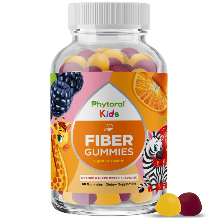 High Prebiotic Fiber Gummies for Kids - Dietary Fiber Supplements for Digestion & Constipation - Chicory Root Kids Immune Gummies - Non-GMO & Vegan D