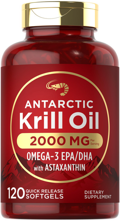 Carlyle Antarctic Krill Oil 2000 mg 120 Softgels | Omega-3 EPA, DHA, with Astaxanthin Supplement Sourced from Red Krill | Maximum Strength | Laborato