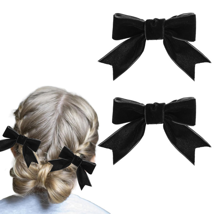 2pcs Velvet Hair Bows Clip, 3.15in Bowknot Hair Barrette Alligator Bows Knot Hair Clips Handmade Vintage Hairpins Hair Accessory for Women Girls Gift