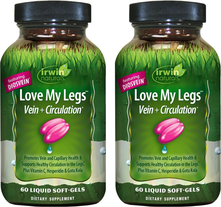 Irwin Naturals Love My Legs - 60 Liquid Soft-Gels, Pack of 2 - Supports Health of Leg Veins, Capillaries & Circulation - 40 Total Servings