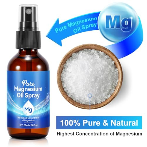 HELTURE Magnesium Oil Spray, 100% Natural Magnesium Spray for Feet (17.5mg Magnesium in Each Spray) 2 Oz, Made with Concentrated Pure Magnesium Chlor