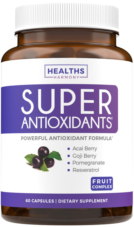 Super Antioxidants Supplement for Women & Men - High Potency Herbal & Fruit Blend with Acai, Goji, Pomegranate, Elderberry & Resveratrol for Skin Car