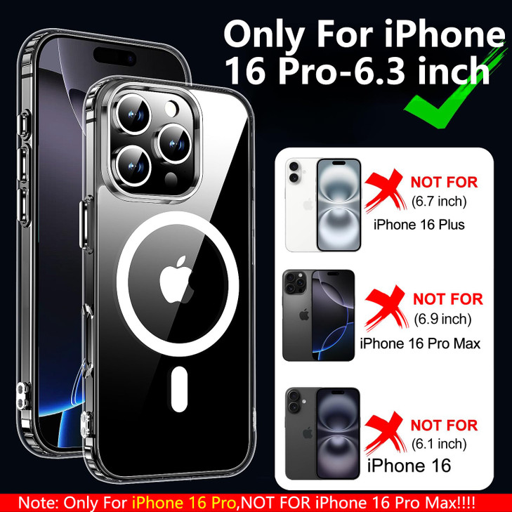 PITCHESSY for iPhone 16 Pro Case(6.3) with Screen & Lens Protector,[Compatible with Magsafe] Military-Grade Protection,Magnetic Phone Case for iPhon
