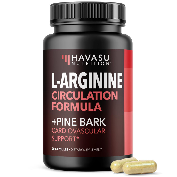 L-Arginine 1800mg and Pine Bark Extract 100mg - Nitric Oxide Supplement for Men - Performance Supplement for Men's Health - 90 Count - Endurance, Rec