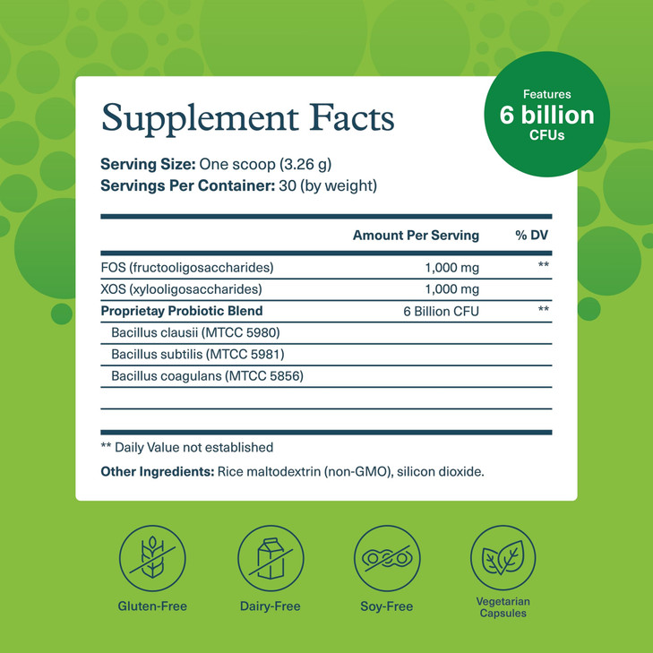 Youtheory Spore Probiotic Powder - Vegan Gut Health Supplement for Men & Women* - 6 Billion CFU - Dairy, Soy & Gluten Free - 3.45 oz