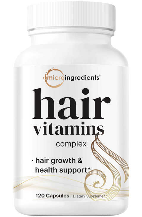 Micro Ingredients Hair Growth Vitamins for Women & Men, 120 Capsules | 14-in-1 Formula with Biotin, Collagen, Keratin, Saw Palmetto & More | Thicker,
