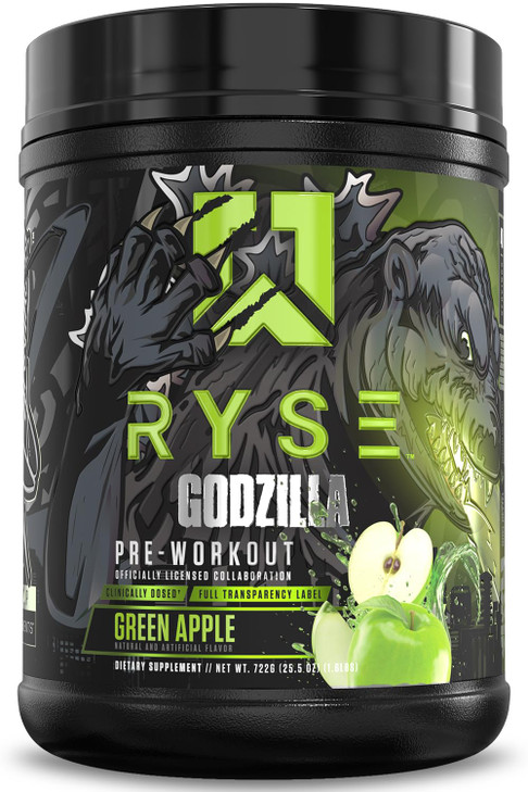 RYSE Godzilla X Noel Deyzel Pre Workout Powder - Green Apple - 400mg Caffeine, High Stim Pre-Workout for Men & Women with Citrulline & Beta Alanine -