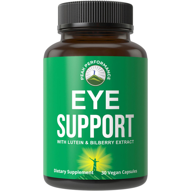 Peak Performance Eye Vitamins - Macular Support Supplement with Lutein, Zeaxanthin, Astaxanthin, Carotenoids, Bilberry Extract. Capsules for Aging Ey