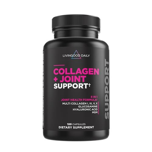 Livingood Daily Collagen + Joint Support, Grass Fed Multi Collagen Peptides I III V X with Hyaluronic Acid, Joint Support Supplement for Women & Men,