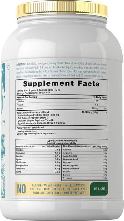 Carlyle Multi Collagen Peptides Powder 40 oz | 10000 mg | Type I, II, III, V, X | Supplement Blend with Protein | Multi Food Sourced | Non-GMO, Glute