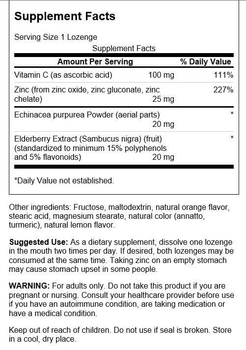 Swanson Zinc & C Lozenges w/Elderberry & Echinacea-Orange & Lemon Flavor 200 Fl Oz