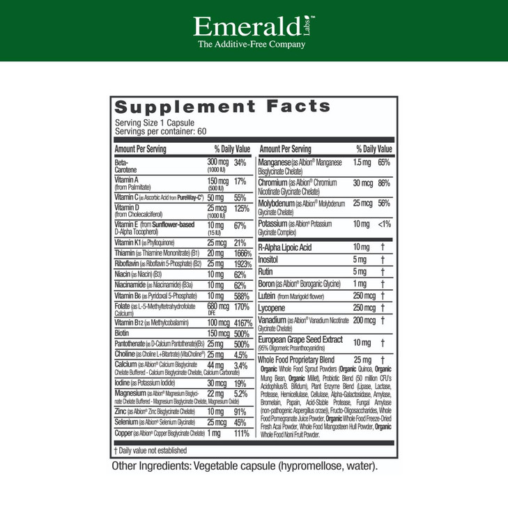 EMERALD LABS Women's 1-Daily Multi - Multivitamin for Women - Includes Calcium, Zinc, Vitamin B & More - Bone & Immune Support Supplement* - Gluten-F