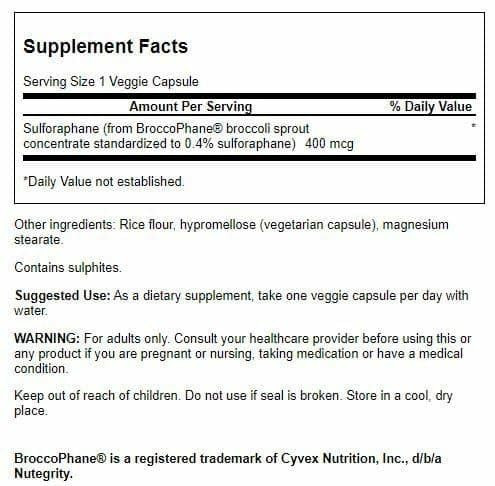 Swanson Sulforaphane - Broccoli Sprout Extract Supporting Cellular, GI Tract, and Liver Health - Natural Supplement Standardized to 0.4% Sulforaphane