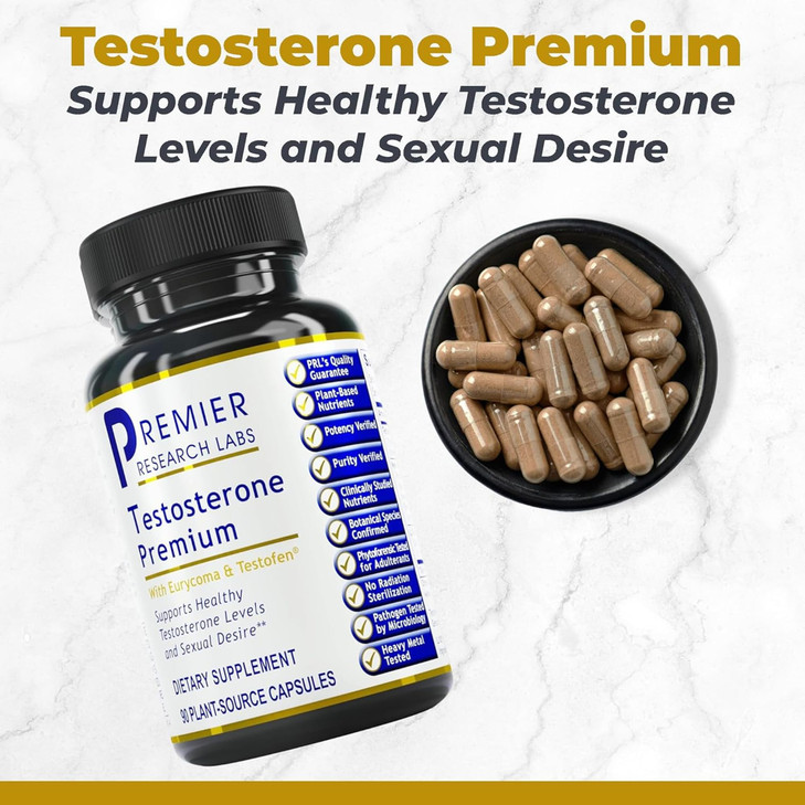 Premier Research Labs Testosterone Premium - Testosterone Supplement for Men, All Natural Testosterone Complex, Premier Labs Testosterone Support, Fe
