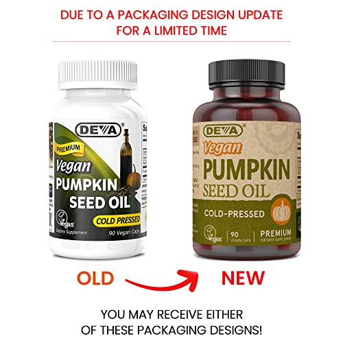 DEVA Nutrition Vegan Pumpkin Seed Oil 500 mg, Cold-Pressed & Unrefined - 90 Capsules, 1-Pack