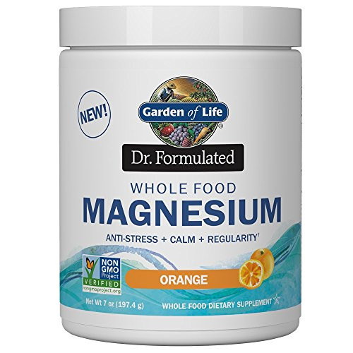 Garden of Life Dr. Formulated Whole Food Magnesium 197.4g Powder - Orange, Chelated, Non-GMO, Vegan, Kosher, Gluten & Sugar Free Supplement with Prob