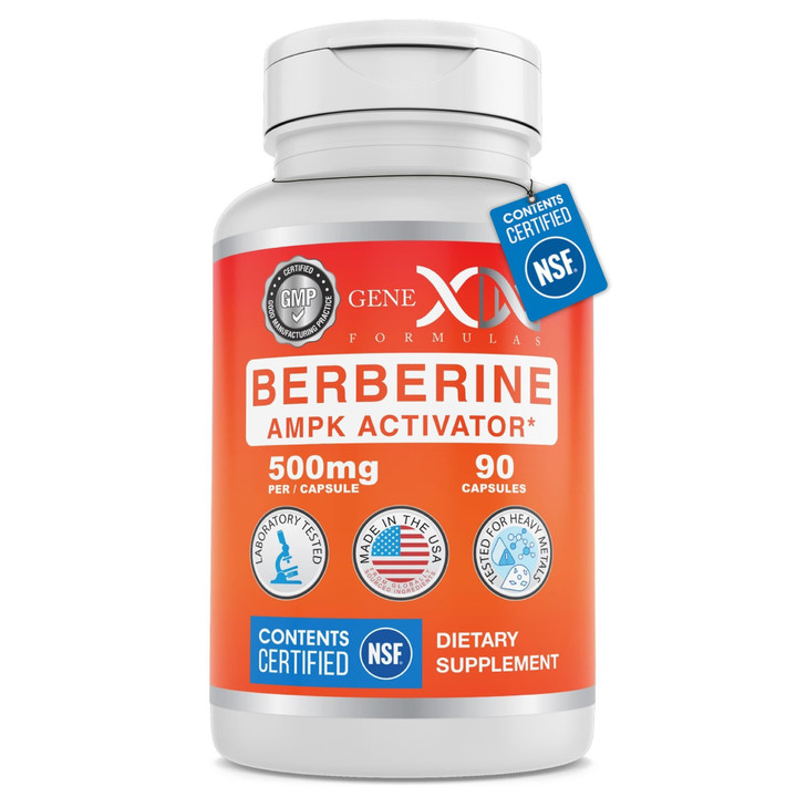Genex Formulas Berberine HCl 500mg (90 Capsules) - NSF Certified for Safety, Quality & Label Accuracy - Supports Immune Health - Non-GMO, Gluten Free