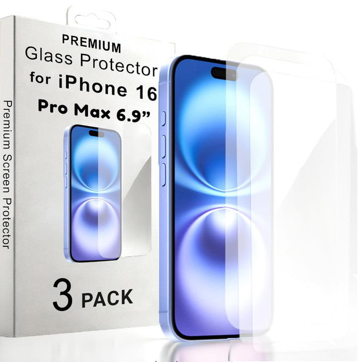 Tempered Glass For iPhone 16 Pro Max - 6.9 inch 3-Pack Screen Protector Full HD Clarity & Maximum Protection Ultra-Thin Scratch-Resistant Anti-Finger