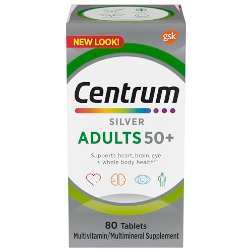 Centrum Silver Adult (80 Count) Multivitamin/Multimineral Supplement Tablet, Vitamin D3, Age 50+