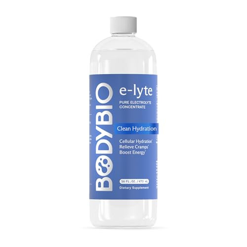 BodyBio e-Lyte - Liquid Electrolyte Concentrate for Clean Hydration, Energy & Cramp Relief - No Sugar, No Artificial Flavors, No Fillers, Keto Friend