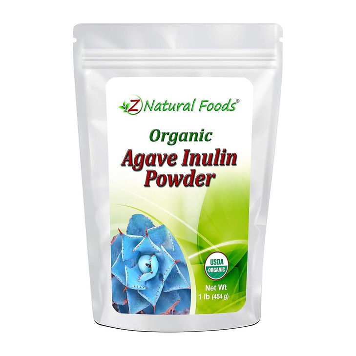 Z Natural Foods Organic Agave Inulin Powder, Natural Fiber Supplement, Prebiotic Superfood Powder for Drinks, Smoothies, and Recipes, Raw, Non-GMO, V