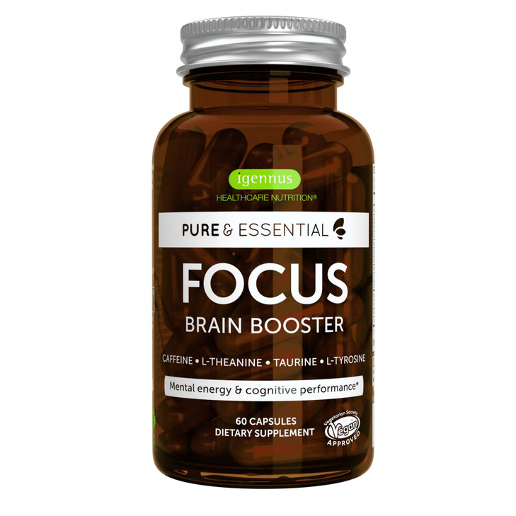 Igennus Focus - Nootropic with 200mg Natural Caffeine, Methylated B Vitamins, L-Theanine, Taurine, L-Tyrosine, Clean Energy, Brain Booster & Cognitiv