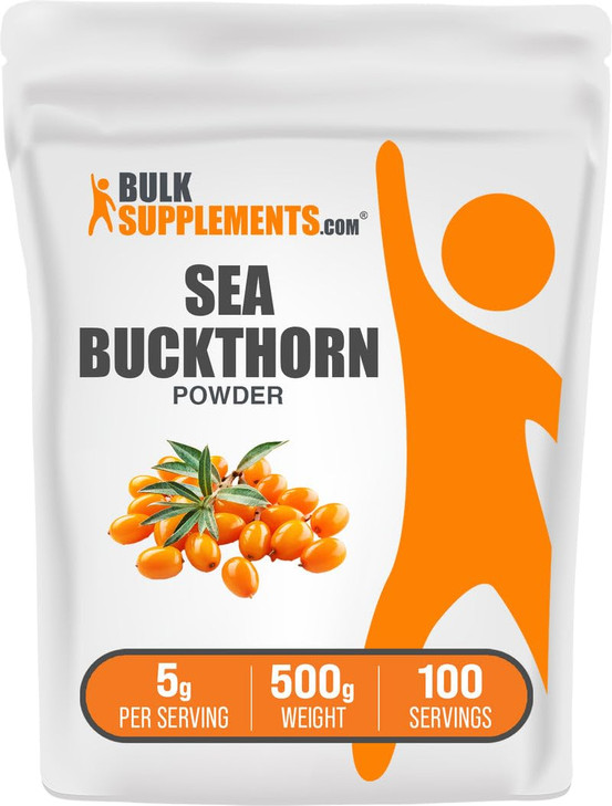 BulkSupplements.com Sea Buckthorn Powder - Omega 7 Supplement, Superfood Powder, Sea Buckthorn Berry Supplement - Vegan & Gluten Free, 5g per Serving