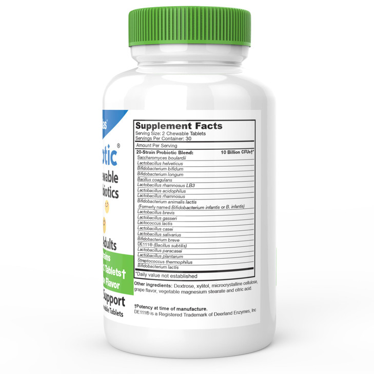 DrFormulas Chewable Probiotics for Kids & Adults | for Oral Dental Health, Bad Breath, & Better Digestion 20 Multi Strain - S boulardii, Lactobacillu