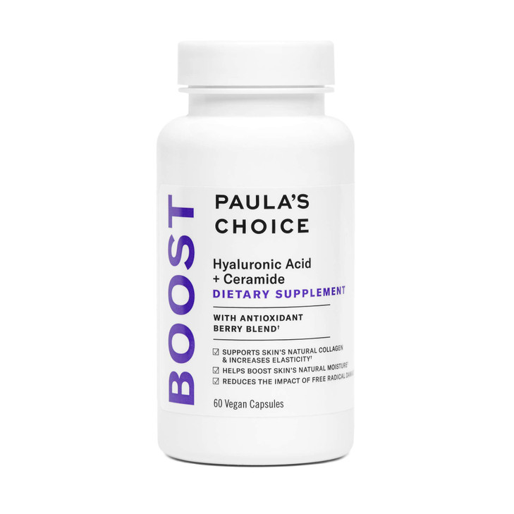 Paula's Choice Hyaluronic Acid + Ceramide Dietary Supplement, Collagen Support for Soft, Healthy + Radiant Skin, Gluten-Free + Soy-Free, 60 Vegan Cap