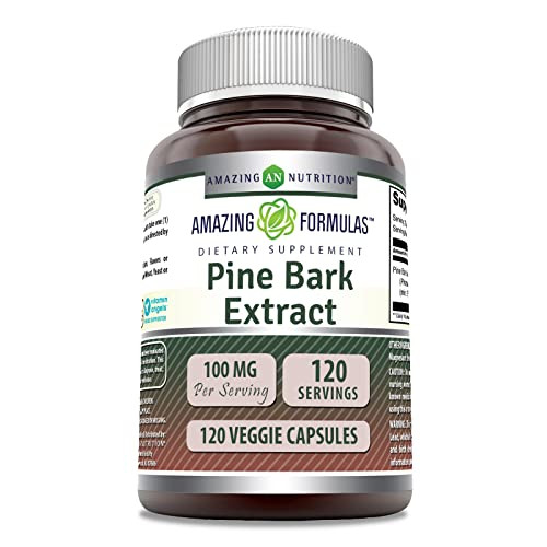 Amazing Formulas Pine Bark Extract Supplement | 100 Mg Per Serving | 120 Veggie Capsules | Non-GMO | Gluten Free | Made in USA