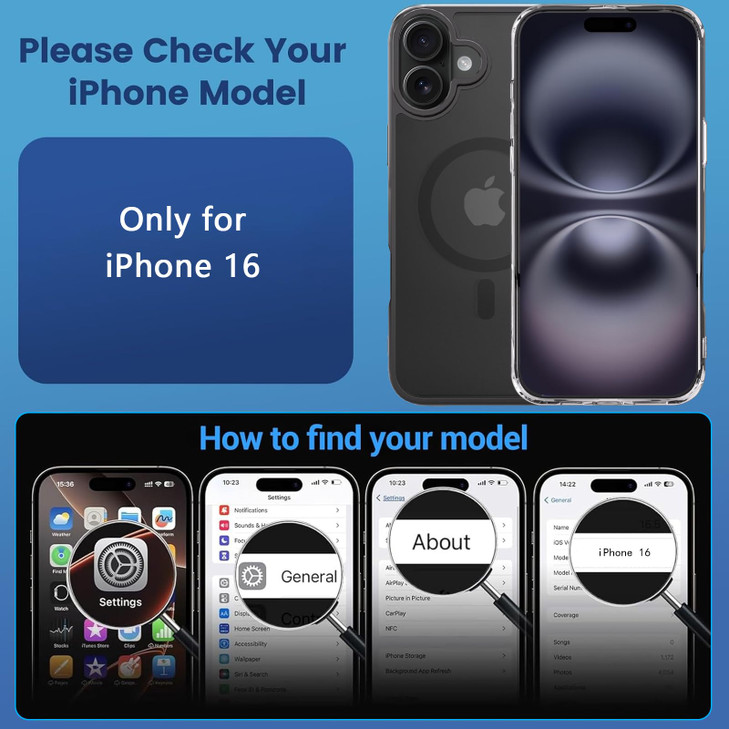 ANEWSIR for iPhone 16 Case 2pcs (Clear+Matte Black), Compatible with Magsafe, Shockproof Protection, Magnetic Phone Cases for iPhone 16 6.1 inch