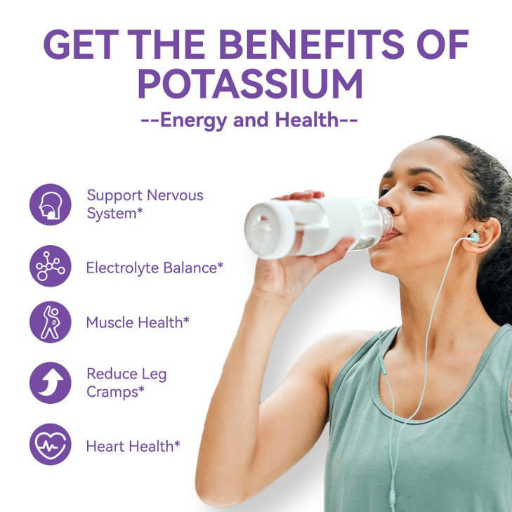 Potassium Gummies,Chewable Potassium Supplement 1000mg for Adults, Support Leg Cramps & Muscle Health for Women & Men - Sugar-Free,Vegan,60 Count