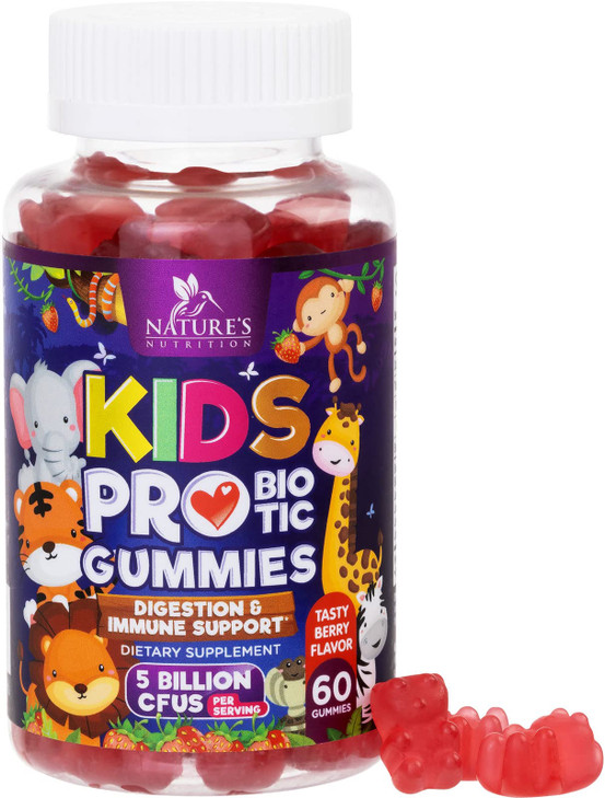 Probiotics for Kids 5 Billion CFU - Natural Immune Support & Digestive Health Supplement - Daily Children's Probiotic Gummy for Ages 4+ Vegan, Gluten