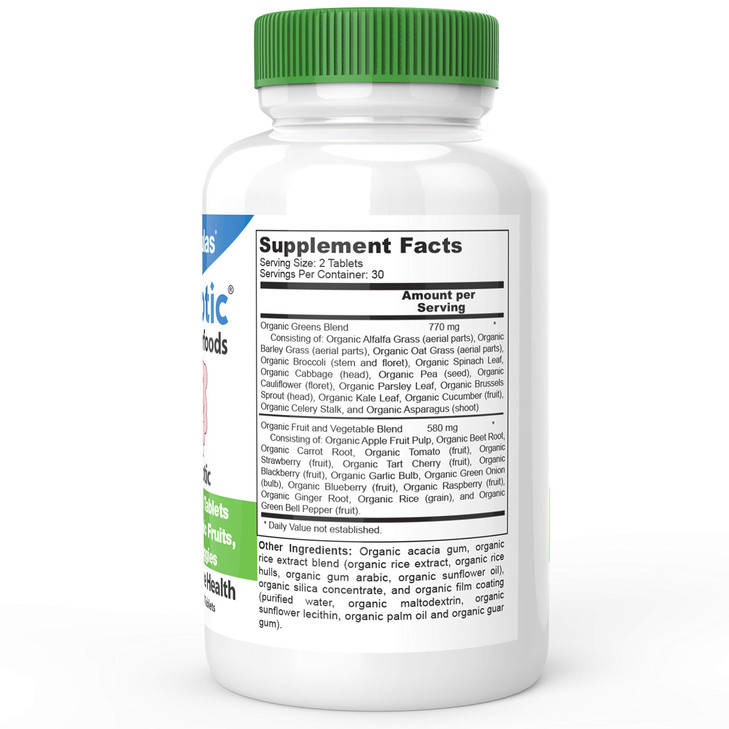 DrFormulas Organic Prebiotic Fiber for Constipation Relief | Nexabiotic Superfood Tabs for Probiotic Digestive Health, 60 Tablets