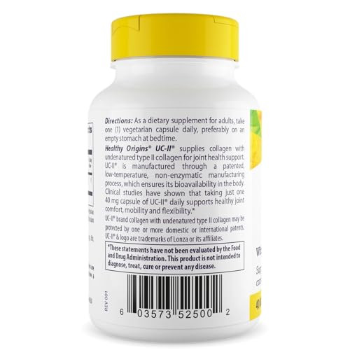 Healthy Origins UC-II 40 mg (Undenatured Type II Collagen, Non-GMO, Gluten Free, Joint Support), 60 Veggie Caps
