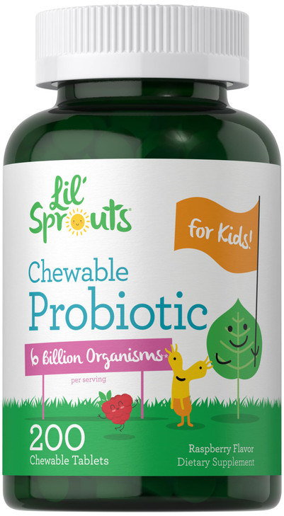Carlyle Probiotics for Kids Chewable | 200 Count | 6 Billion CFUs | Raspberry Flavor | Non-GMO & Gluten Free Supplement | by Lil' Sprouts