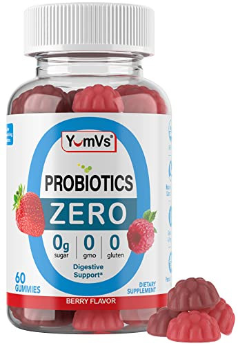 YUM-V'S - Zero Sugar Probiotic Gummies for Digestive Health - Sugar Free Probiotics for Women, Men & Kids - Gut Health Probiotic Gummies for Adults &