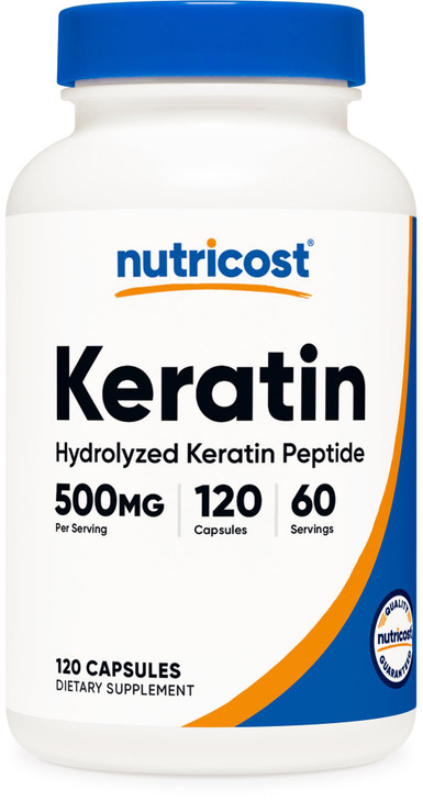 Nutricost Keratin Hydrolized Peptide Capsules - 500MG, 120 Capsules (60 Servings) - Non-GMO, Gluten-Free Formula