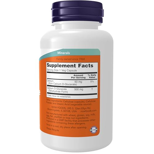 NOW Foods Supplements, Calcium D-Glucarate 500 mg, Detoxification Support*, 90 Veg Capsules